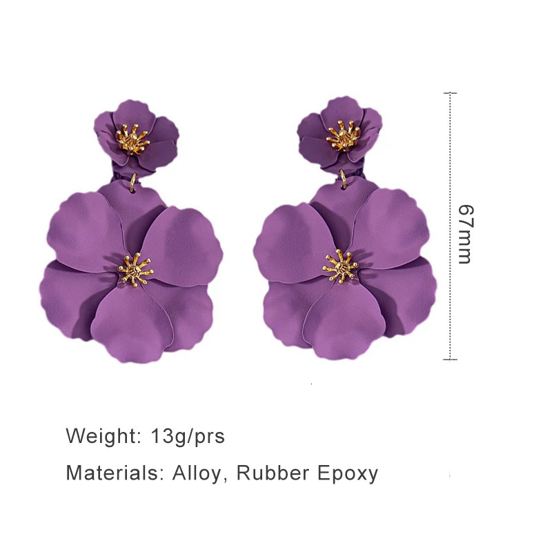 Large Metal Flower Rubber Epoxy Clip On Earrings For Women Multi Color Romantic Styles Holiday Accessories Party Gifts MQ121 250514