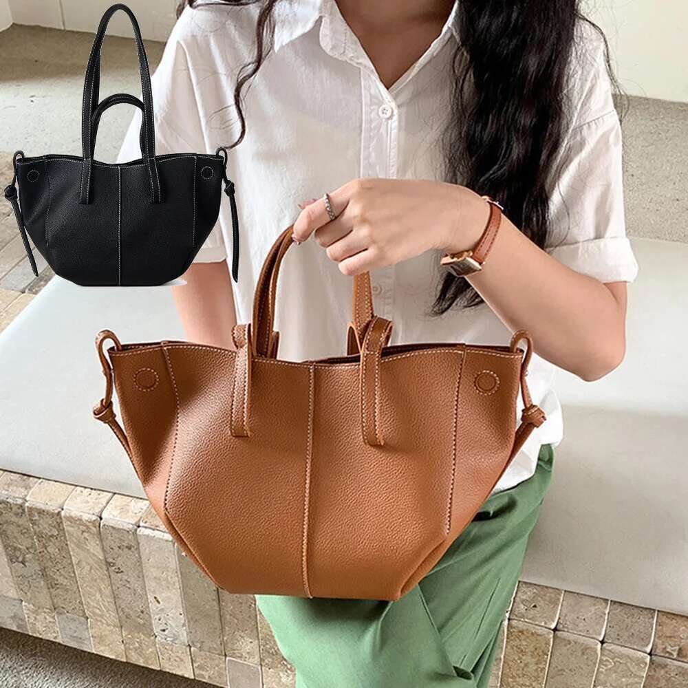Women's Stylish Large Capacity Fashion Tote Ladies Solid Color Simple Shopping Bag Single Shoulder Bags