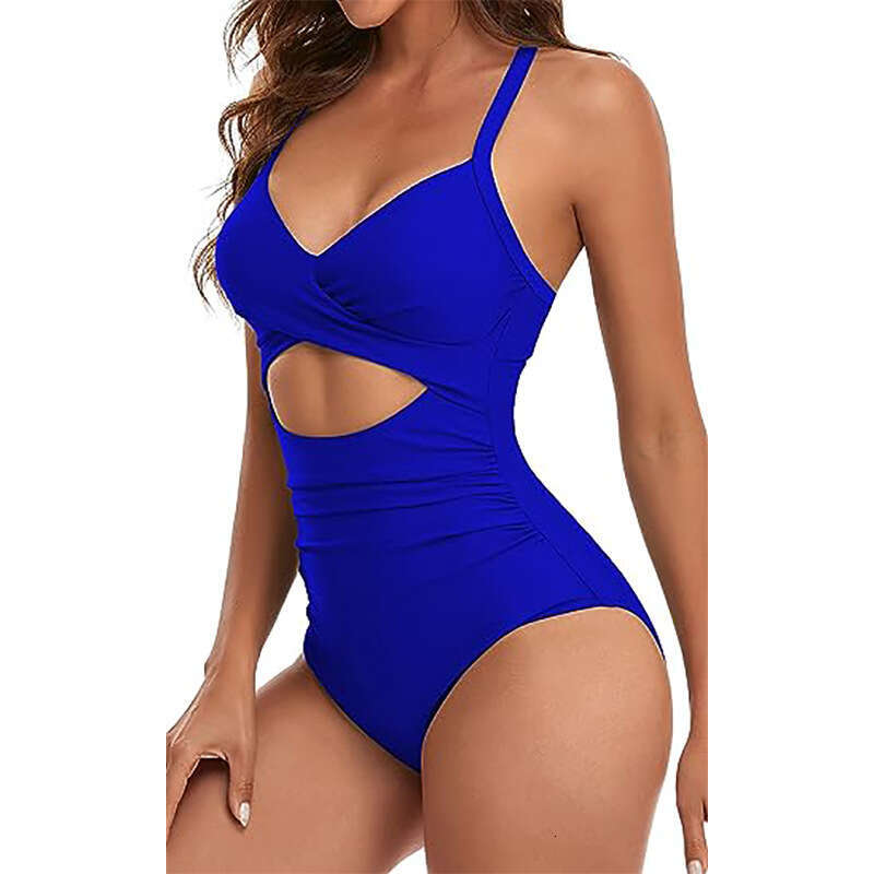 European and American one-piece sexy hollow women's swimsuit backless tight strap bikini 2025 new casual versatile fashion clothing