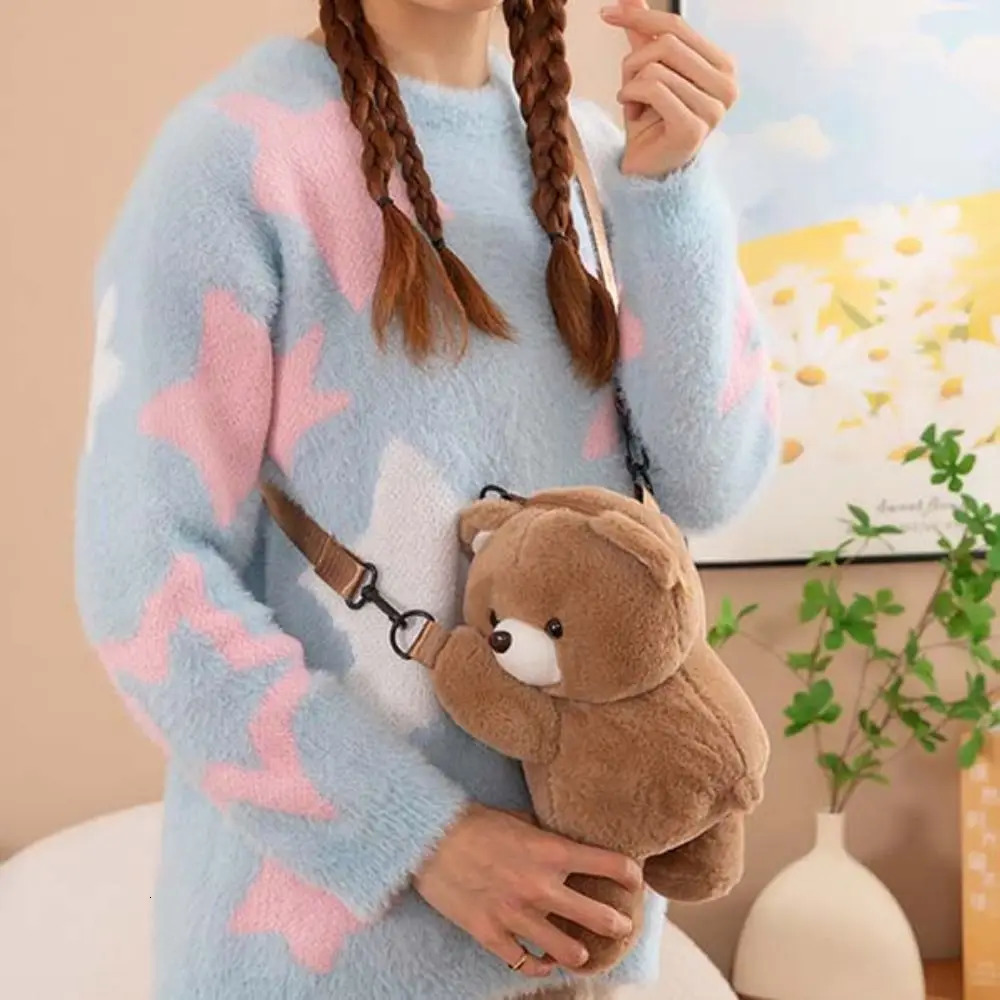 Simple Plush Toy Bear Crossbody Bag Large Capacity Doll Children Backpack JK Lolita Animal Shoulder Bag Lady 250514