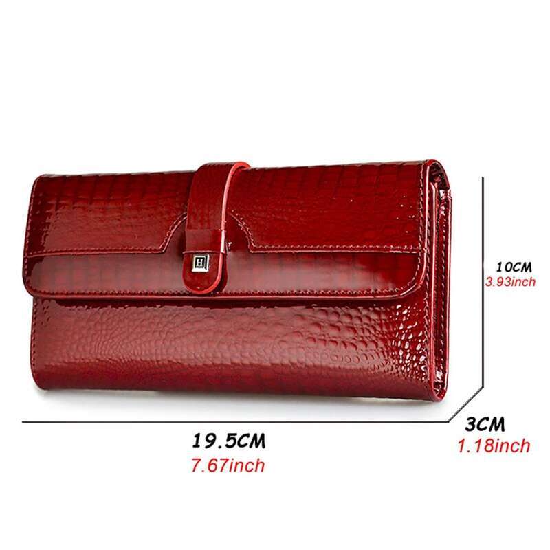 Fashion Women's Genuine Leather Handbags Women Designer WalletsShiny Long Purses 2022 Ladies Elegant Clutch Bag