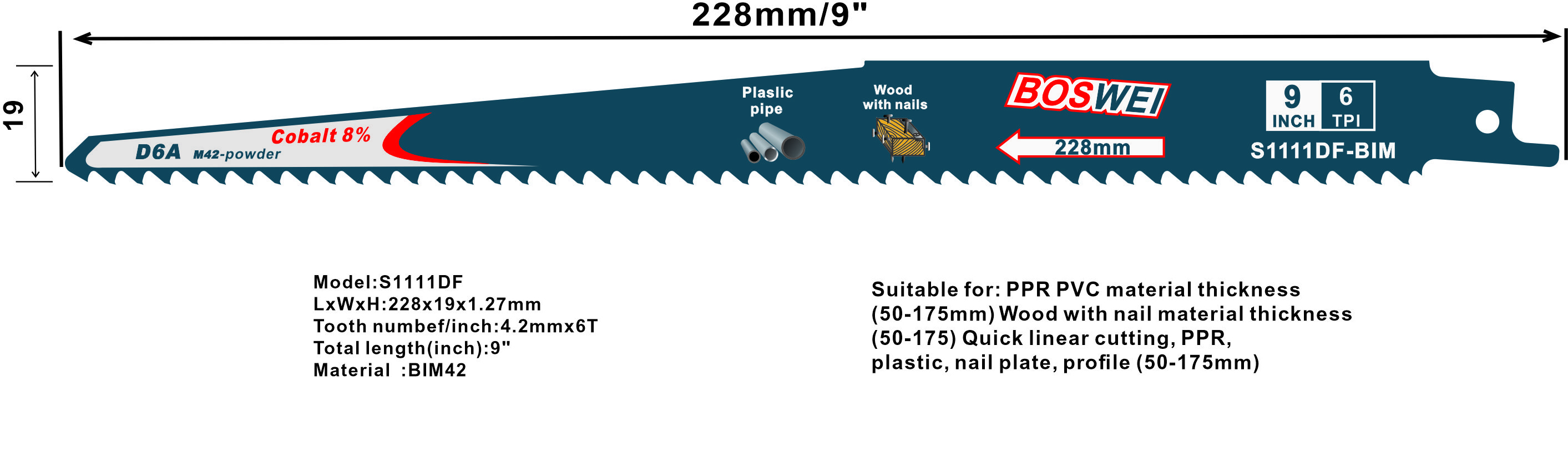 Cobalt bimetal saw blades for wood, nailed wood and plastic pipe cutting wholesale Five pieces per piece