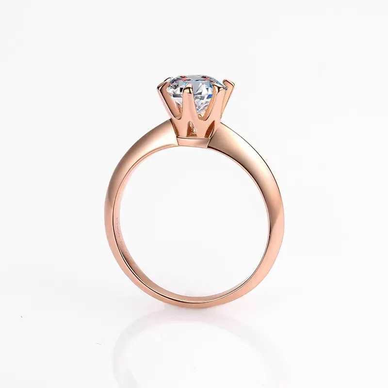 18K Rose Gold Solitaire 1.5ct Created Diamond Ring Party Wedding Band Rings for Women Bridal Engagement Jewelry GiftXJ250514