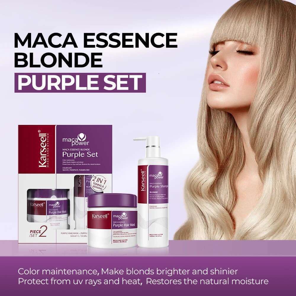 Karseell Purple Mask&Shampoo Professional Neutralizes Brass Yellow Tones For Blonde Sier Gray Highlighted Hair