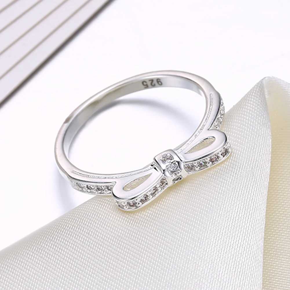 New Popular Luxury 925 Sterling Silver Bowknot crystal Rings For Women size 6/7/8/9 Fashion Party Gifts can be diamond JewelryXJ250514