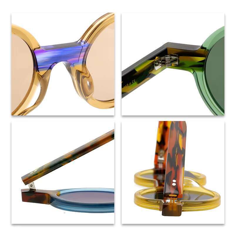 Personalized middle-aged sunglasses, round frame, fashionable nylon lenses, suitable for both men and women