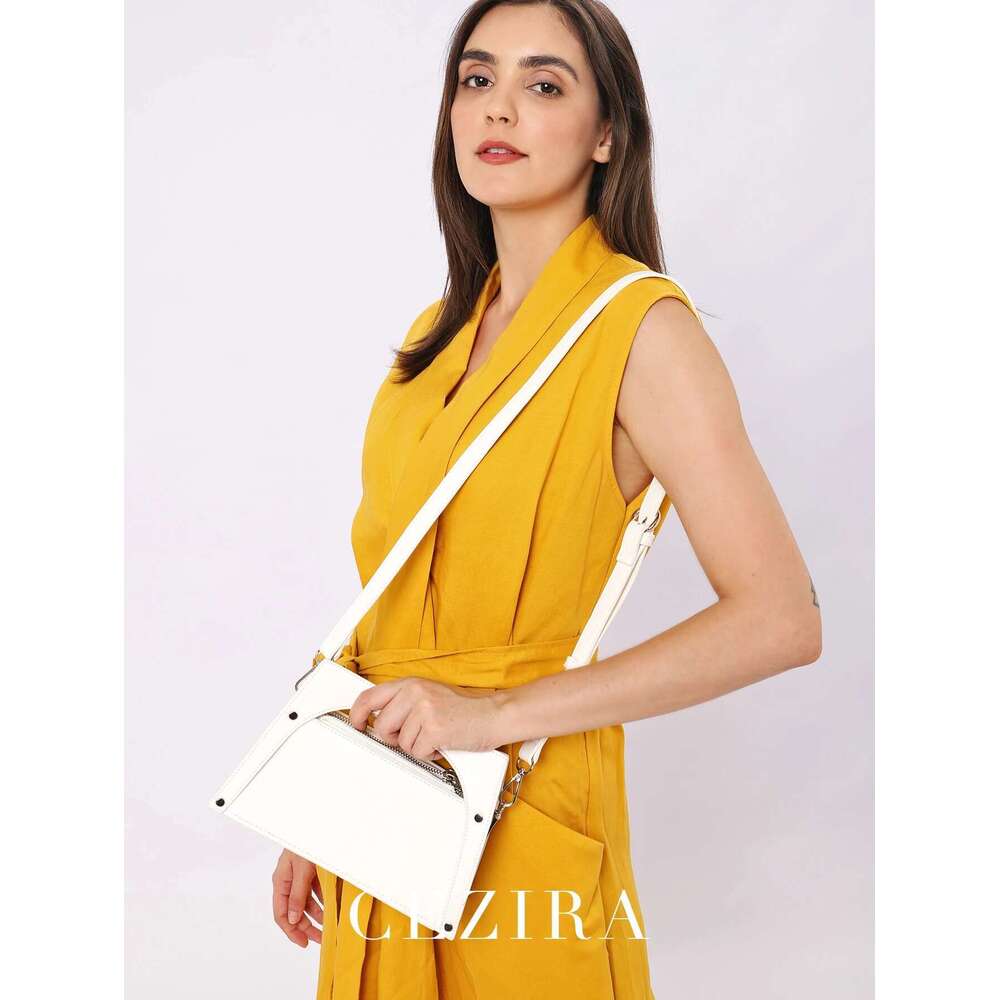 CEZIRA Brand Niche Design Women Top-Handle Bag Solid Color Vegan PU Leather Cross Body Shoulder Hanbdags Versatile Daily Purses