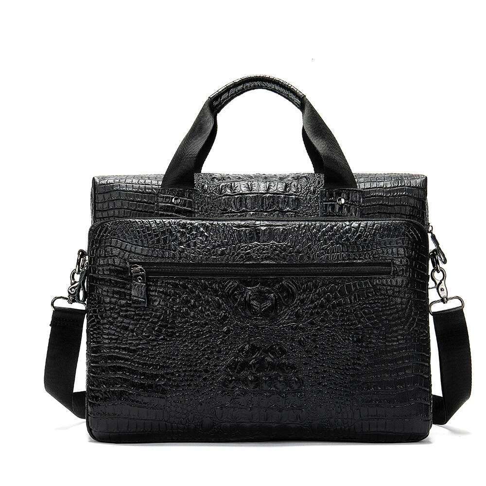 WESTAL Men's Genuine Office For Laptop Bag Leather Briefcase Men Croco Design Computer Bags