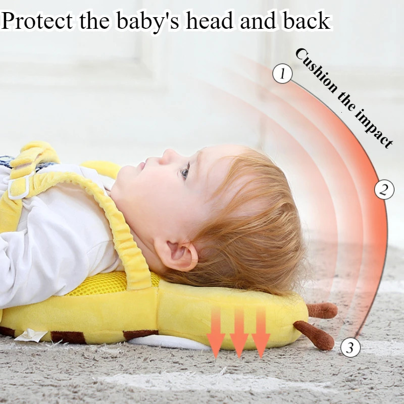 Little Bee Baby Head Back Protection Pillow Breathable Anti Fall Childrens Learn Walk Head Protector Kids Safe Cushion for Baby 250514