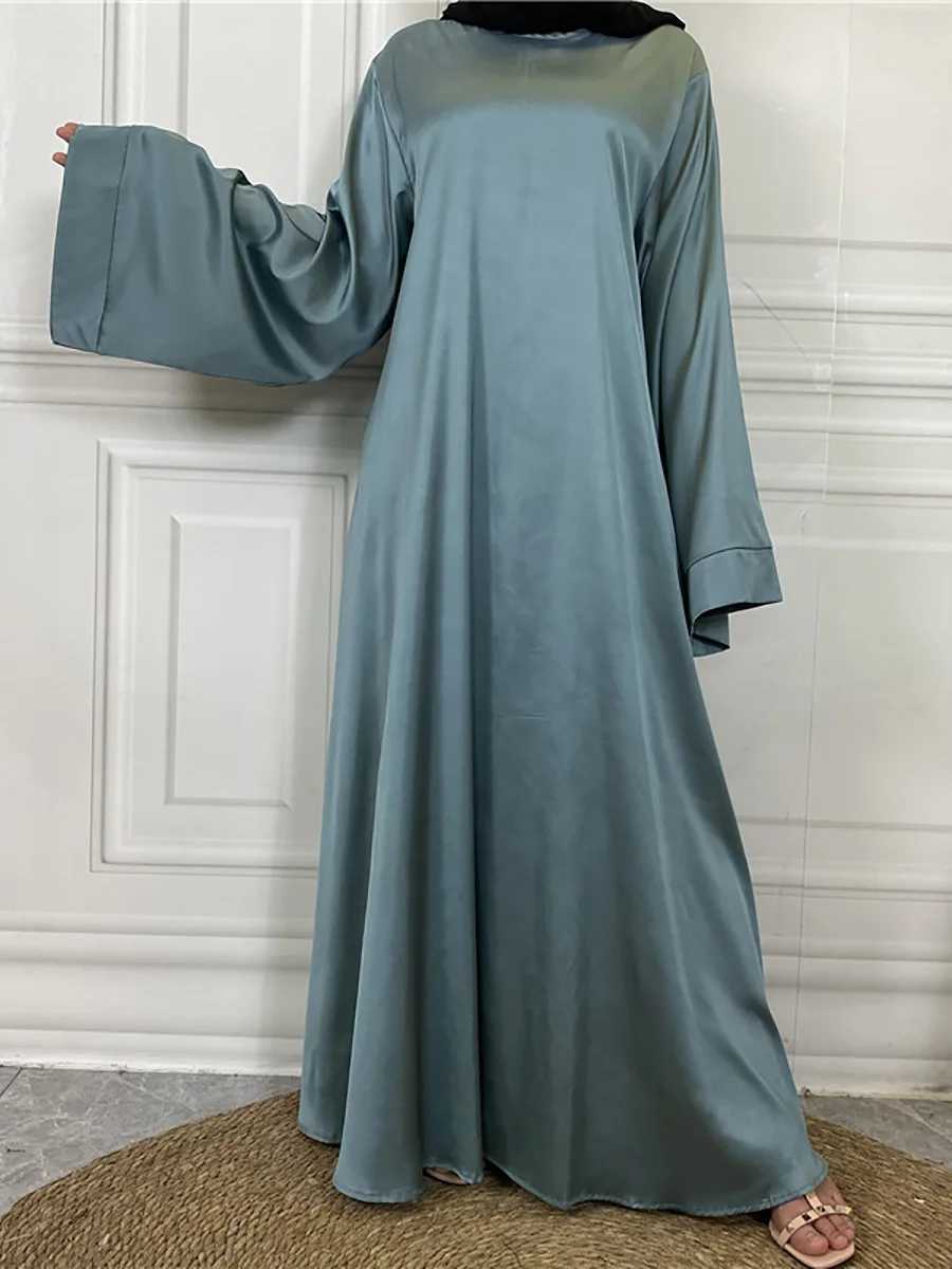 Ramadan Abaya Femme Musulmane Satin Hijab Dress Turkey Kaftan Caftan Marocain Muslim For Women Vestido Islam Simple Maxi Robe X250514