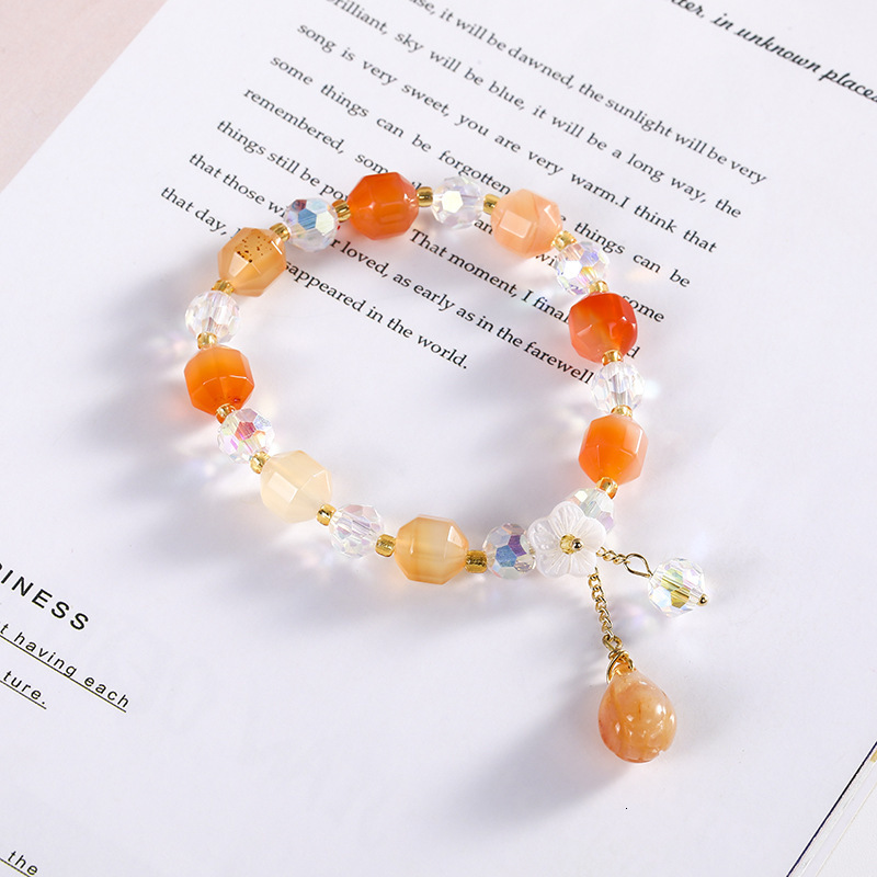 Korean version for women's fashion, colorful stone handmade bead network, natural crystal bracelet