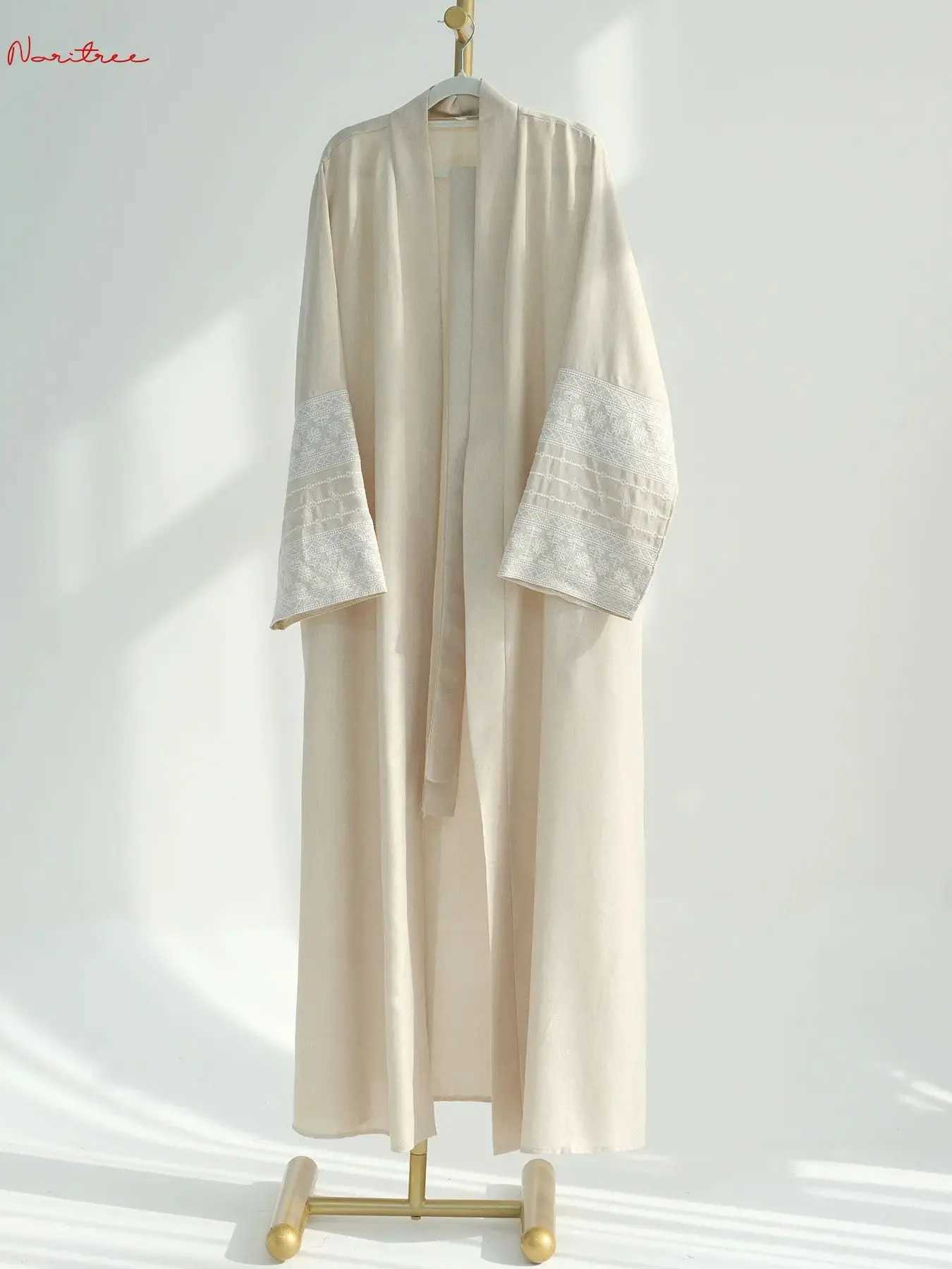 Fashion Embroidery Kimono Oversized Muslim Robe Syari Female Full Length Muslim Outerwear Worship Service Abaya With Belt wy1946 X250514