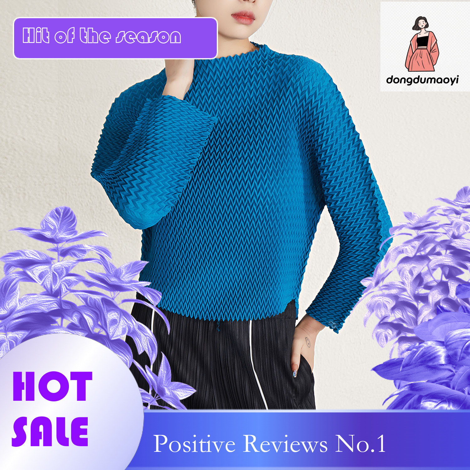 dongdumaoyi Miyake top, female design, niche handmade pleats, loose solid color, simple and versatile, long sleeved pullover T-shirt, stylish