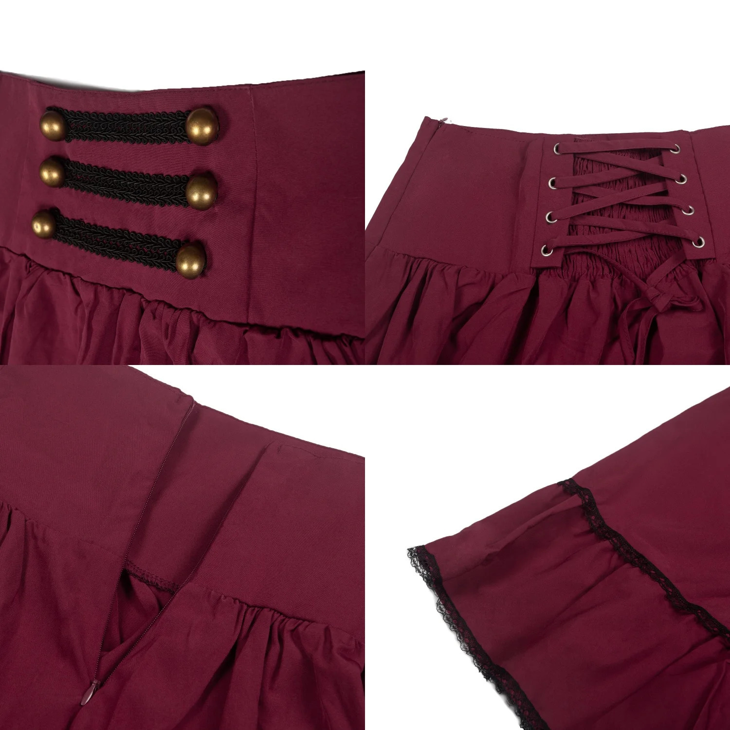 Womens Skirt Victorian Maxi Vintage Renaissance High Waist Ruffled Hem ALine Corset Pleated Casual Party Skirts Lady 250514