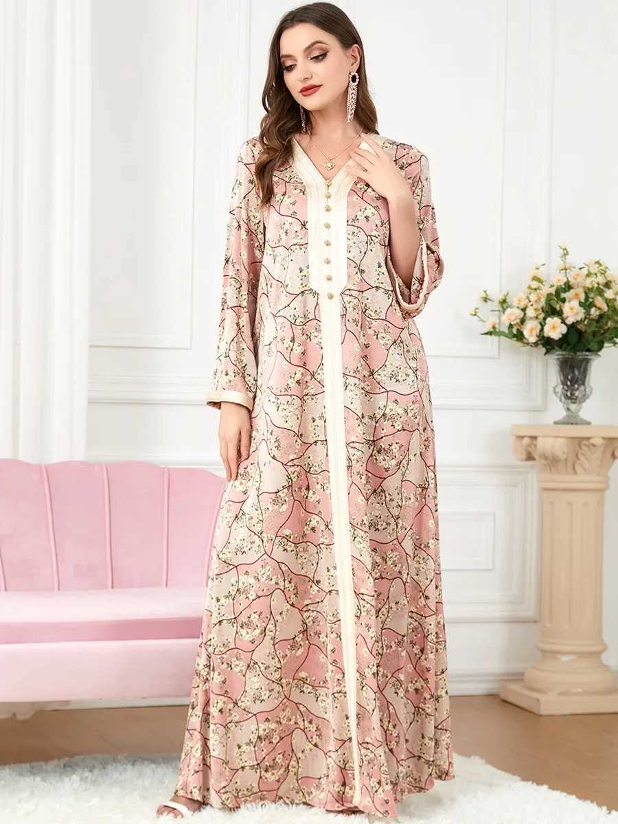 Abaya Muslim Women Dress V Neck Jalabiya Morocco Party Dress Abayas Casual Vestidos Largo Robe Moroccan Caftan Ramadan 2025 X250514