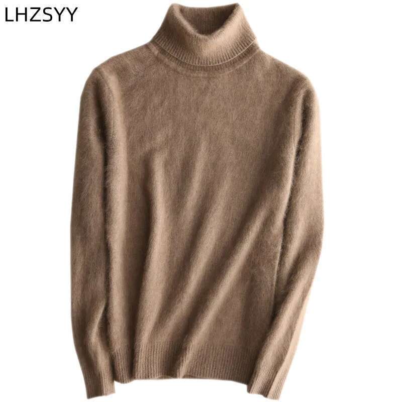 Autumn Winter Women's 100% Pure Mink Cashmere Lapel Pullovers Loose Knit Tops Korean Wild Sweater Female Jacket Jumpers