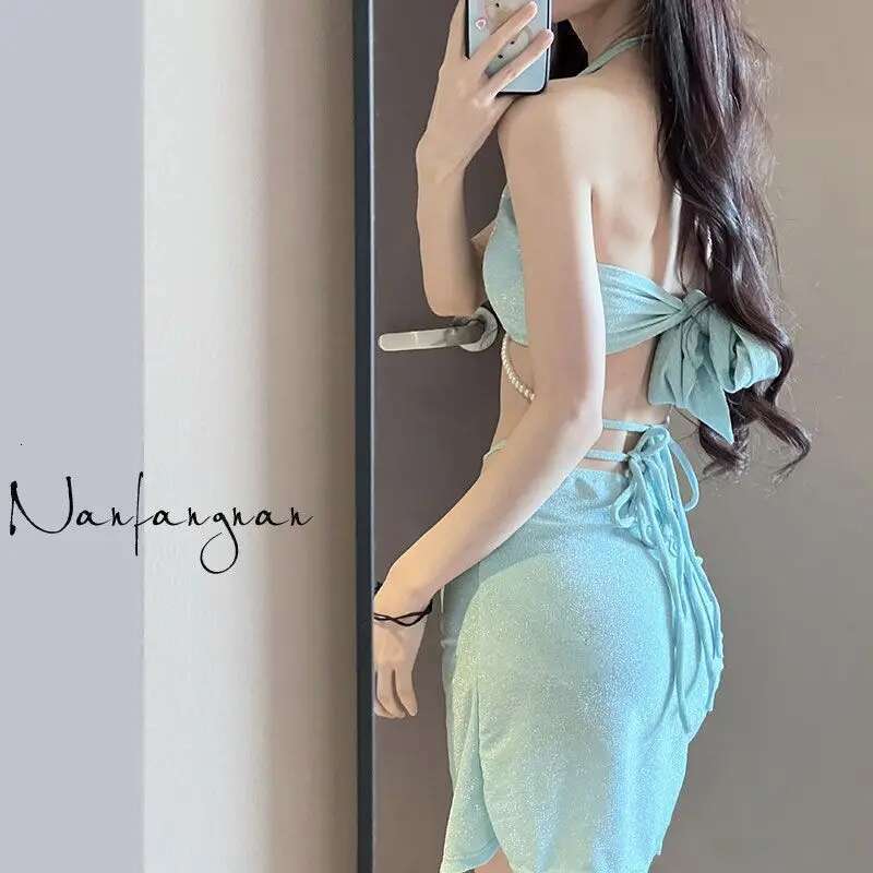 Split Women's Bikini Three Piece Set Niche Release Vacation Style Hot Spring Swimsuit Slimming