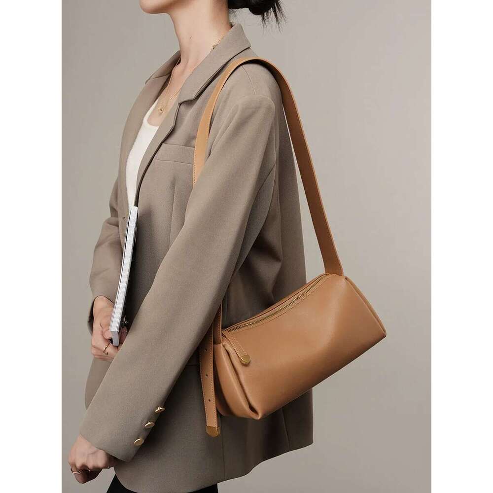 Black Cowhide Women's Pillow 2024 Summer Classic Genuine Leather Soft Underarm Bag Fashion Lady Commuter Pouch