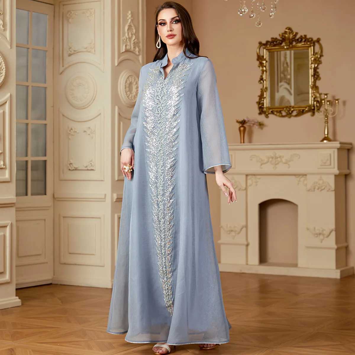 Ramadan Beads Vestidos Muslim Abaya Women Dress Arabic Jalabiya Morocco Dubai Abayas Kaftan Islam Eid Embroidery Party Long Robe X250514