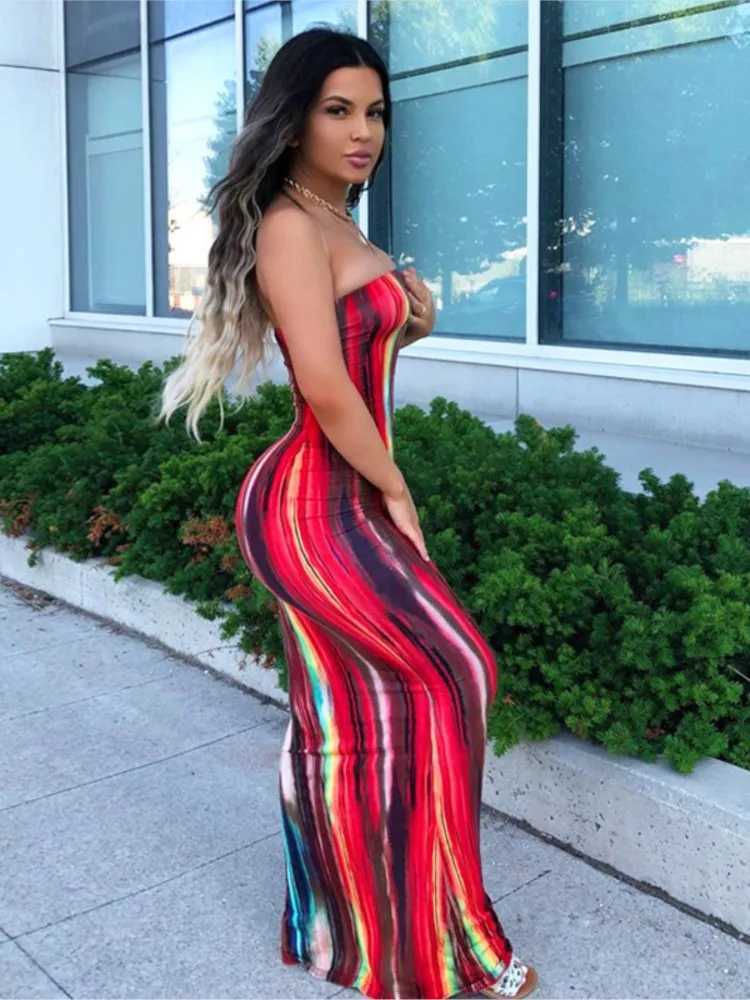 Spring And Summer Dresses For Women Chest Wrap Printed Off Shoulder Bandage Slim Sexy Long Dress 2023 New Fashion party MsChuhXJ250514