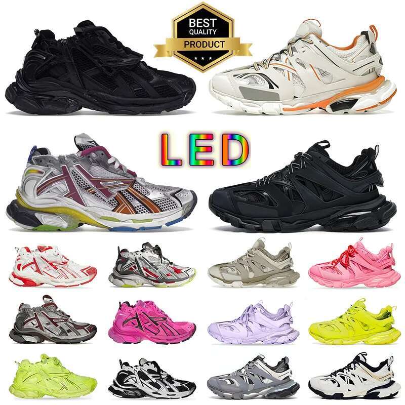 Track LED Casual Light 3 3.0 Shoes 7.5 7.0 Runner Men Women Grey Blue Gomma Leather Beige Tripler Black Pink Trainer Nylon Printed Platform for Trainers Sneakers