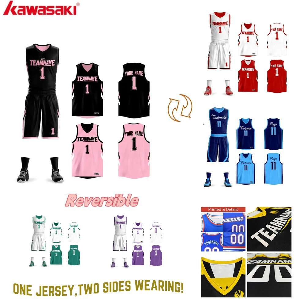 Custom Reversible Basketball Jersey Set Personalized Printed Your Name And Number Team Sports Uniform For Men Women Kids