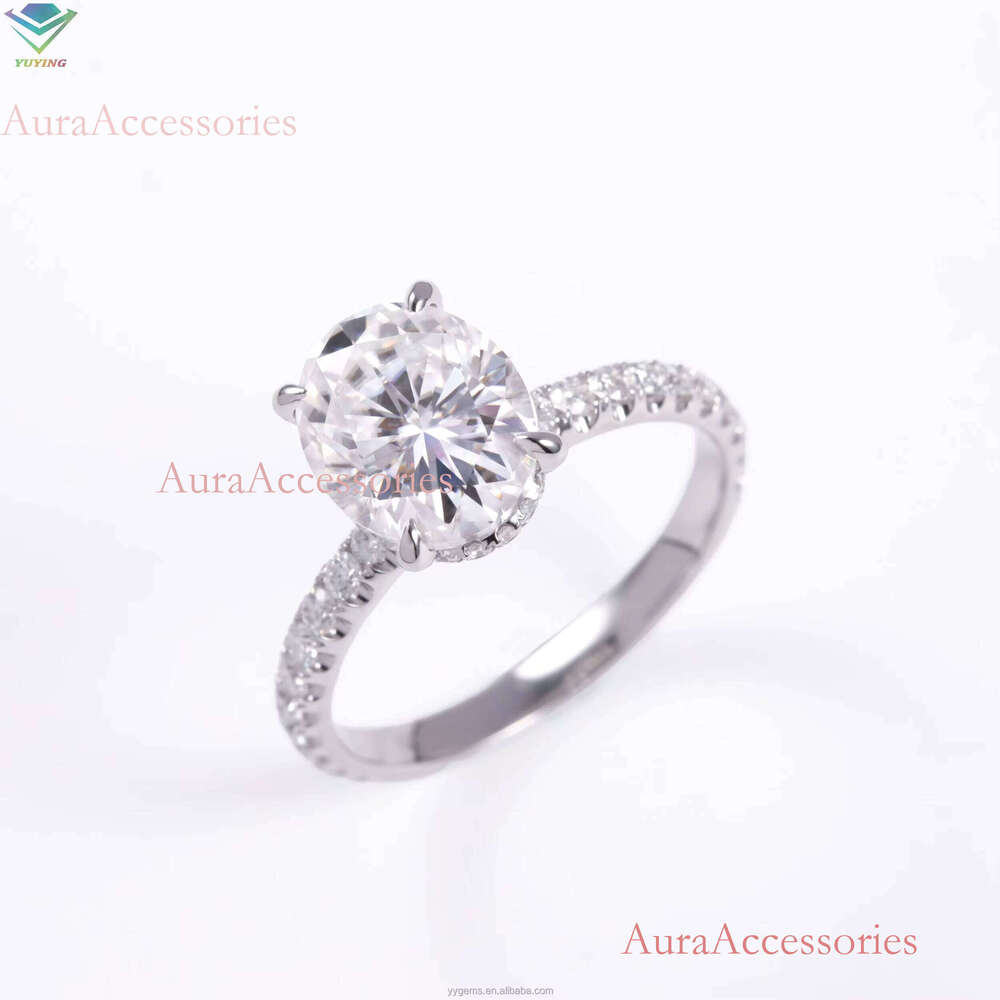 Yu Ying Custom White Gold 2CT Ice Oval VVS Lab Grown Women Wedding Rings IGI Certified HPHT/CVD Dia Fine Jewelry