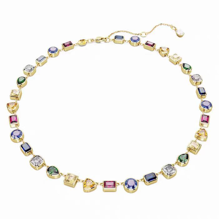 Luxury colorful crystal geometry choker necklace charm bracelet for women summer dopamine elegant womens designer bracelets bangle necklaces chokers jewelry