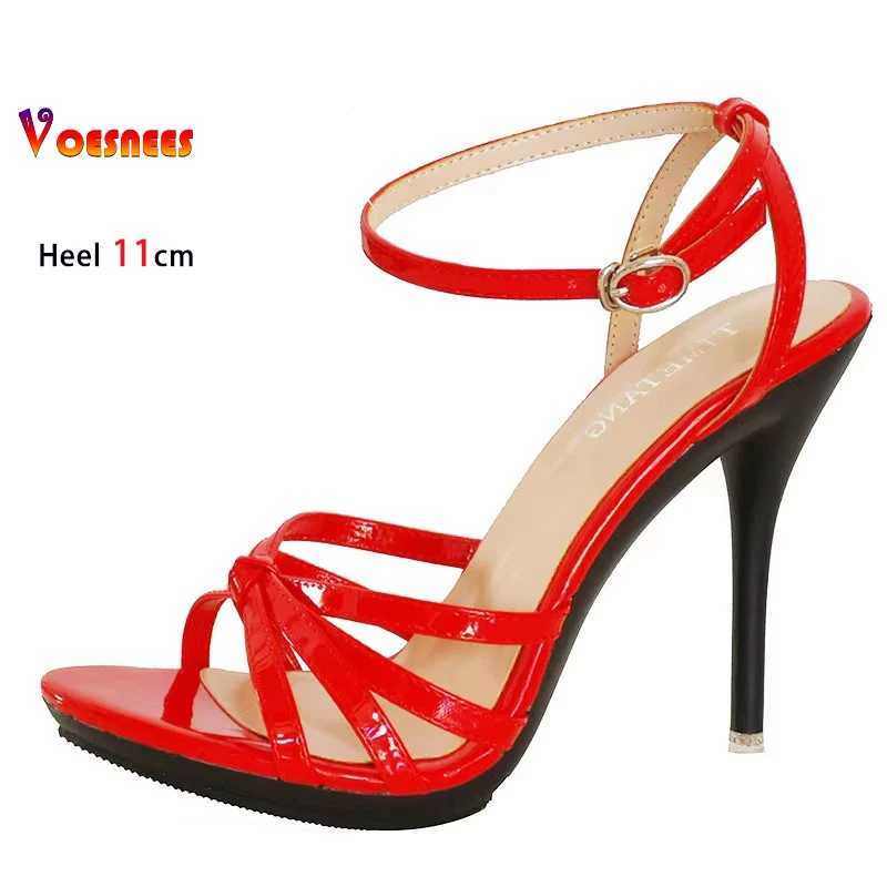 Sexy Female Sandals Women Stilettos 2025 Summer New Fashion 11cm Thin Heel Open Toe Slippers Red High Heels Sandals The Woman W250514