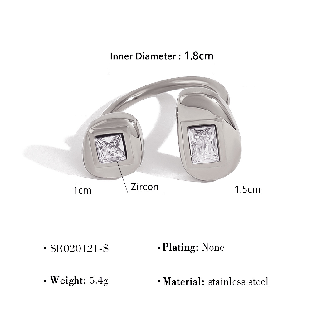 18K Gold Plated Titanium Ring with Zircon Stones, Adjustable Open Ring, High-Quality Non-Fade Women's Jewelry