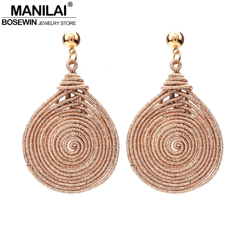 MANILAI Bohemian Alloy Spiral Round Statement Earrings Womens Vintage Metal Drop Dangle Earrings Fashion Handmade Jewelry 250513