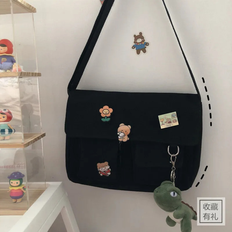 Women Simple Crossbody Bag Cute Casual Satchel Girls Shoulder Pouch Sweet Printed Canvas Cross School Bags Purse 250514