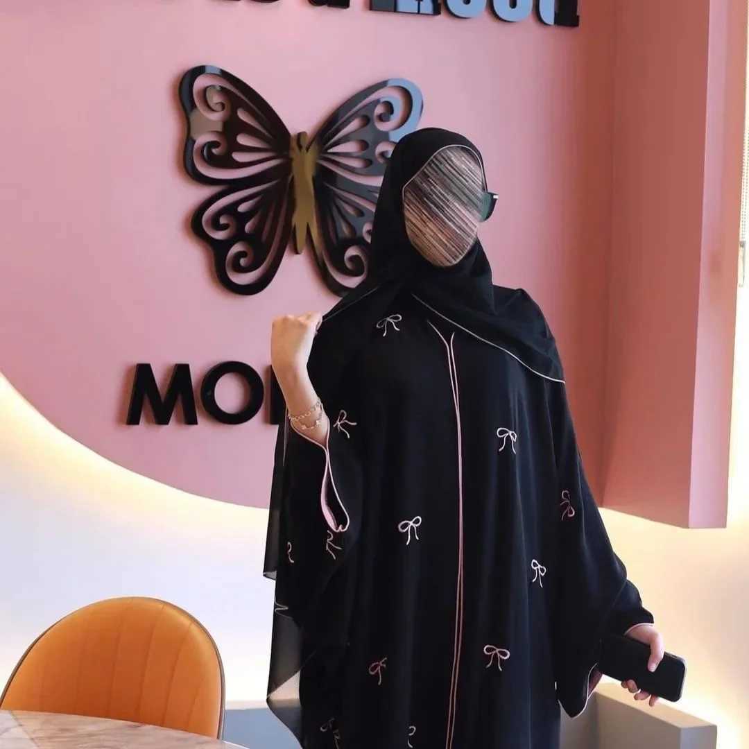 Eid Muslim Women Party Dresses Jalabiya Bow Embroidery Ramadan Morocco Vestidos Dubai Open Abayas Kaftan Islam Cardigan Robe X250514