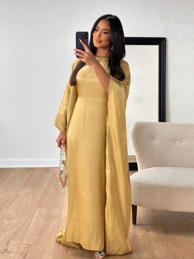 Eid Muslim Abaya for Women Silky Bat Slve Dress Saudi Arabic Party Dress Ramadan Maxi Vestidos Morocco Kaftan Long Robe 2024 X250514