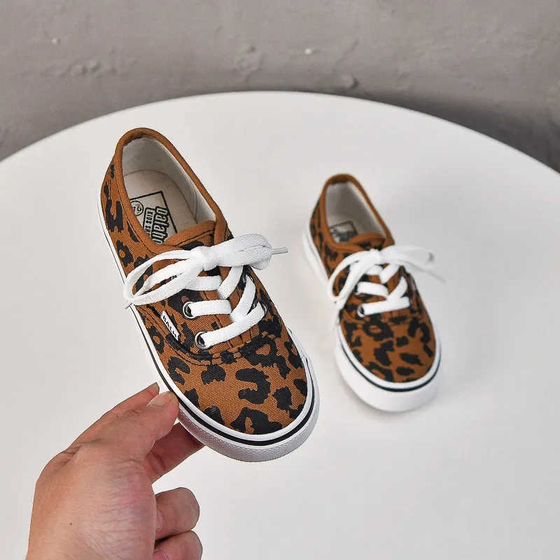 Kids Leopard Canvas Toddler Boys Girls White Sport Kidsnest Casual Children Sneakers Soft Sole Flat School Board Shoes Big Size US5c-US4y