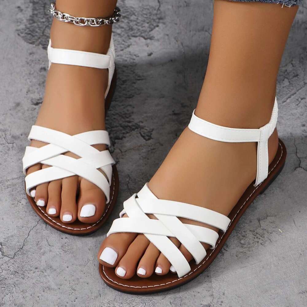 Shoes for Slippers Summer Women Flat Bottom Roman Strap Sandals Non Slip Rubber Soles Fashion Ladies Daily Sandalias
