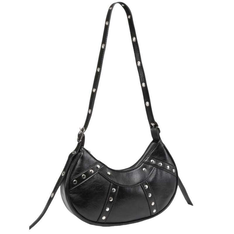 PU Rivet 2024 New Shoulder Women's Armpit Trendy Soft Leather Crossbody Bag