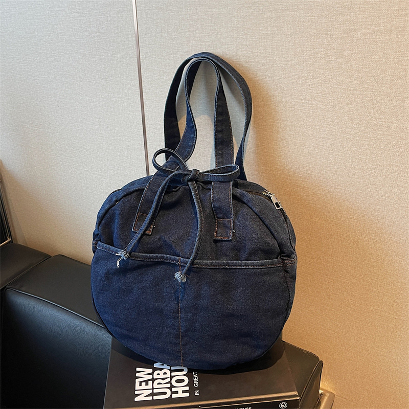 Denim women's 2025 new trendy casual shoulder large capacity class commuting crossbody bag, tote bag