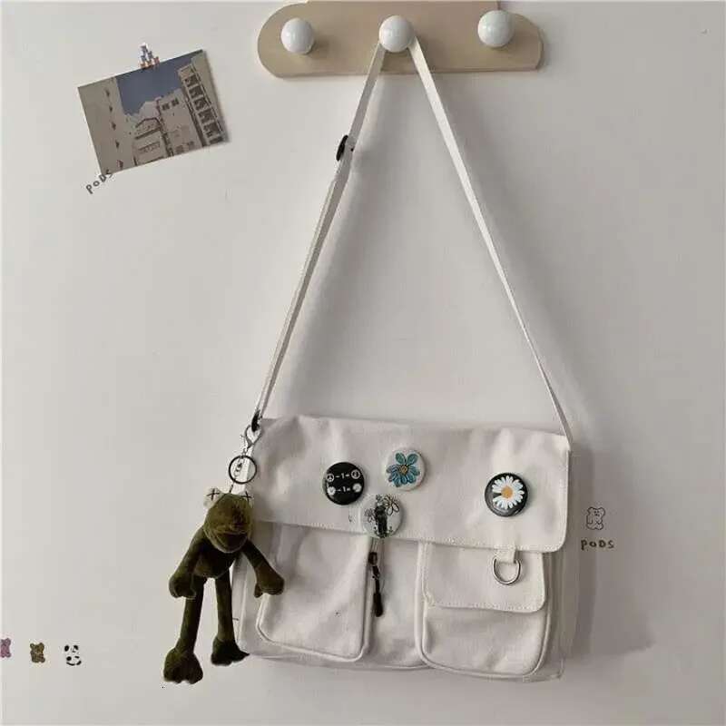 Canvas Youth Fashion Diagonal Crossbody Bag Casual Version Ladies Large Capacity Shoulder Solid Color Women Messenger Bags