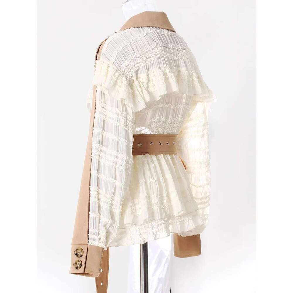 Getspring Women Trench Coat 2024 Autumn Double Breasted Belt Lace Ed Female Windbreaker Fashion All Match Short Ladies Top