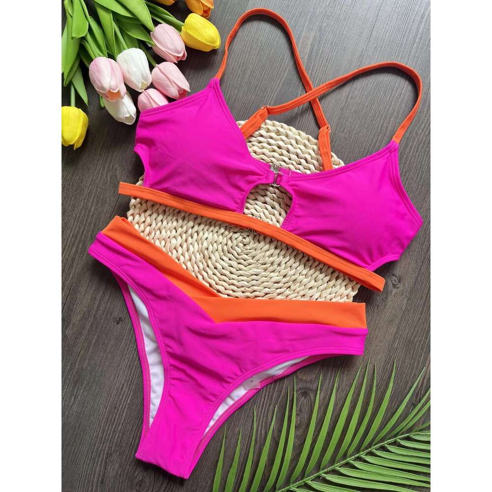 RUOTONSEPT Sexy Solid Splicing Bikinis Set Women's Swimsuit Two-piece Triangle Thong Swimwear Bathing Suit Brazilian Biquinis
