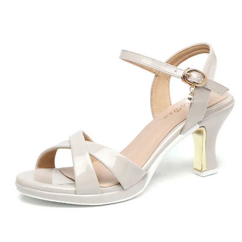 6cm Comfortable Med Block Heels Sandals Womens Platform Shoes Summer 2024 Office Ladies Thick Bottom Sandals for Work Mom W250514
