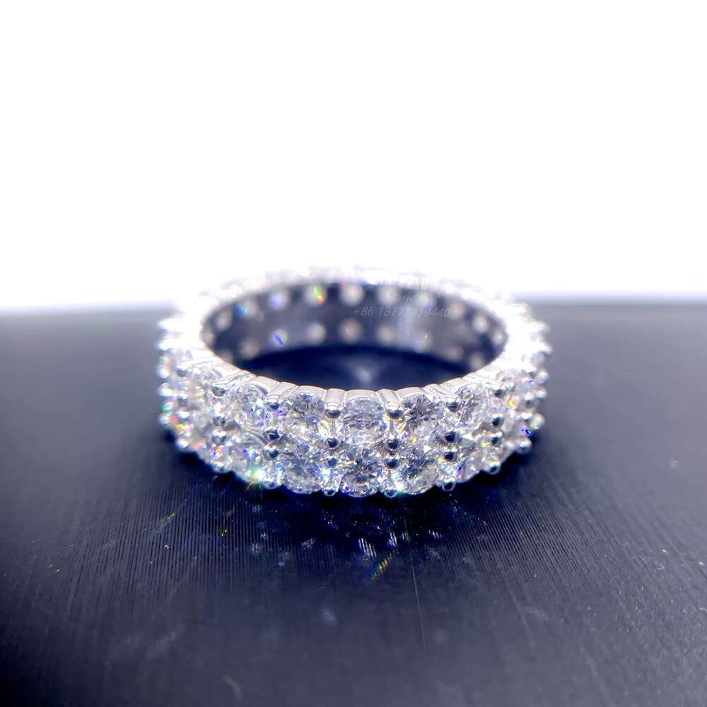 14k Gold Plated S925 Jewelry Two Row Tennis Iced Out Ring Jewelry Moissanite Diamond Ring Men Rings for Men