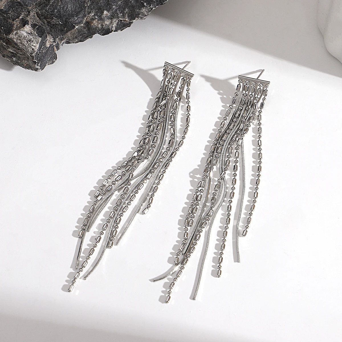 Greatera Trendy Gold Plated Copper Alloy Beads Chain Tassel Drop Earrings for Women Long Hanging Earrings Party Jewelry 250513
