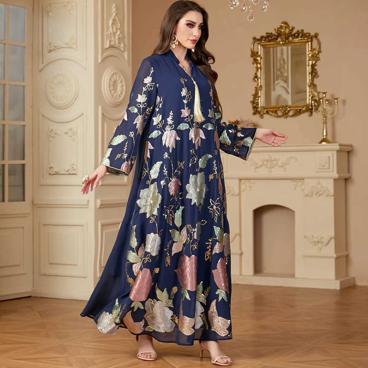 Ramadan Floral Print Abayas for Women 2025 Eid Mubarak Djellaba Caftan Morocco Femme Musulmane Jalabiya Muslim Dress Abaya Gown X250514