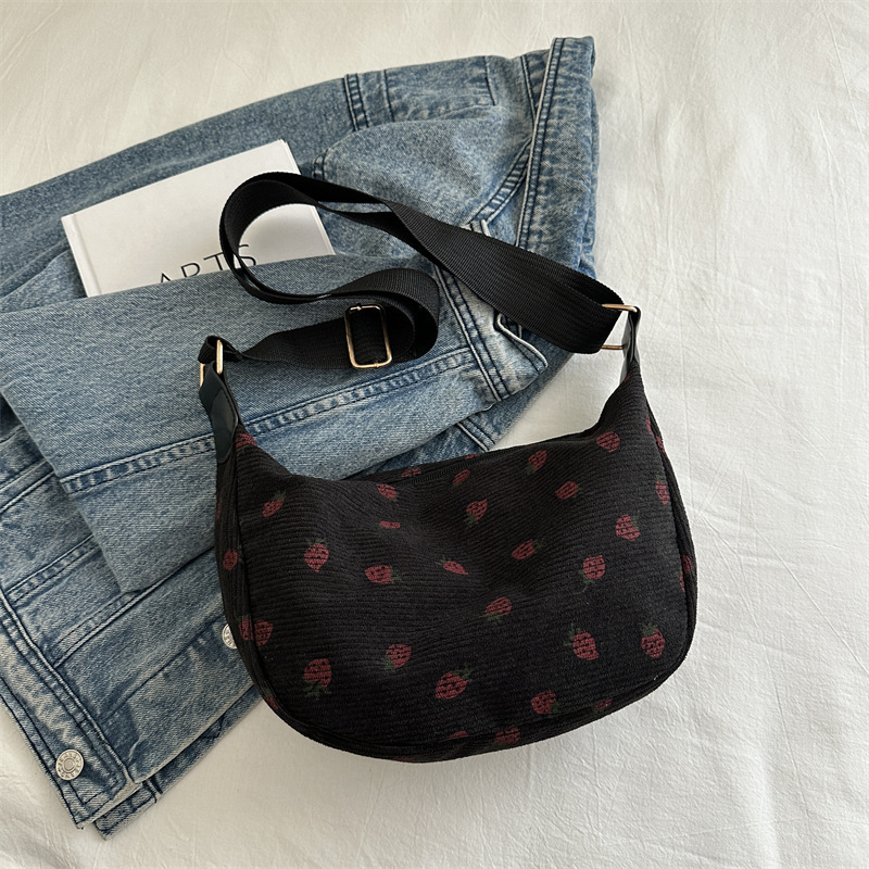 Free Delivery Designer Bag Korean Version Cute Strawberry For Women 2025 New Trendy And Fashionable Striped Dumpling Internet Famous Versatile Shoulde