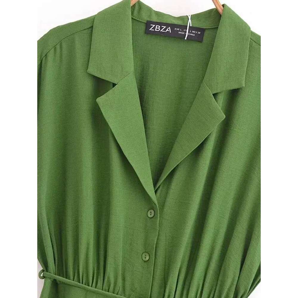 Women Summer MIDI Shirts Dress 2025 Fashion Solid Sashes Bow V-Neck Female Elegant Street Short Sleeve Dresses Clothing