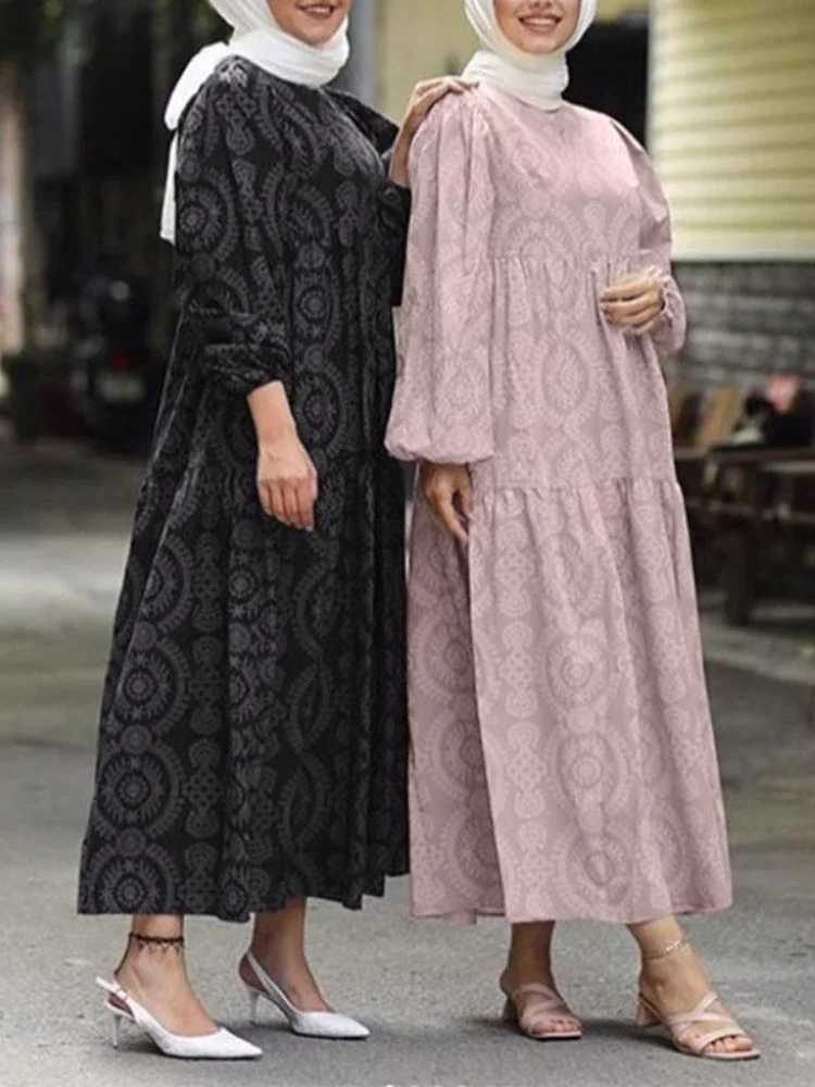 Autumn Morocco Muslim Dress Women Print Abaya Kaftans Casual Evening Dresses Woman Turkey Islam Long Dress Robe Femme Vestidos X250514