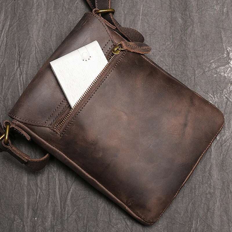 Genuine Leather Daily Casual Shoulder For Men Small Dark Brown Vintage Messenger Bag Men's New Fashion Design Sling Bags