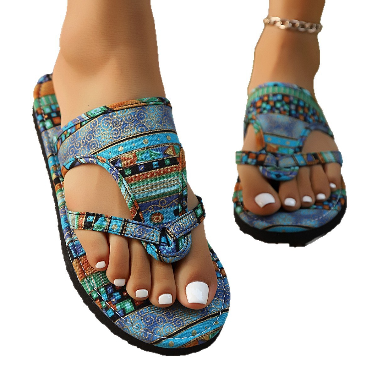 Summer New Toe Set Lightweight And Comfortable Roman Flat Bottomed Fish Mouth Casual Shoes Beach Flip Flops Ddmysaturn